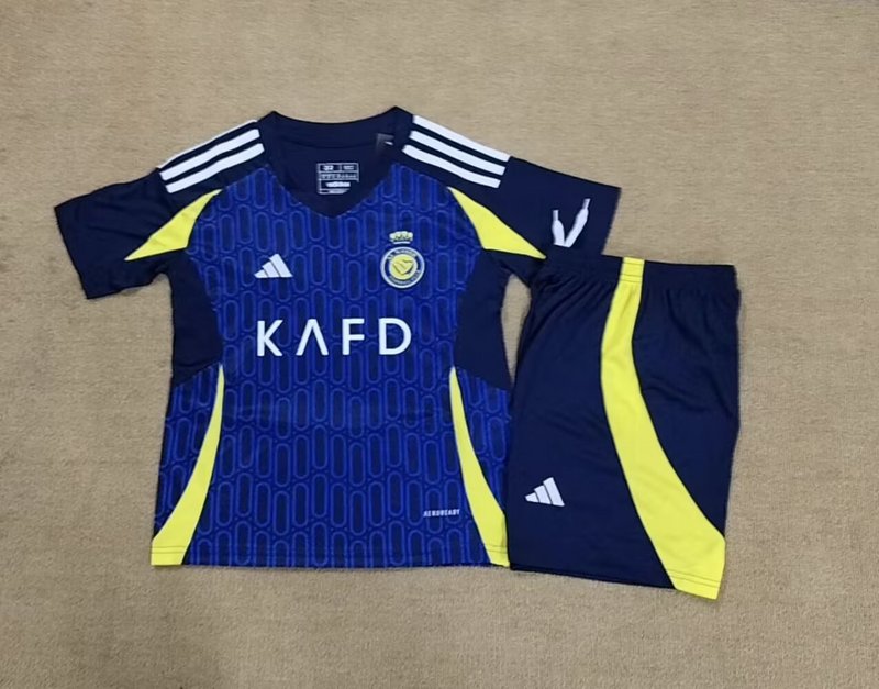 Kids-Al-Nassr 24/25 Away Dark Blue Soccer Jersey